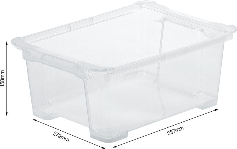 Rotho Aufbewahrungsbox – Kunststoff, transparent, 38,7 × 15,8 × 27,9 cm – 1er-Pack