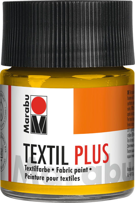 Marabu Textil plus – Stoffmalfarbe – Mittelgelb, 50 ml, für Textilien