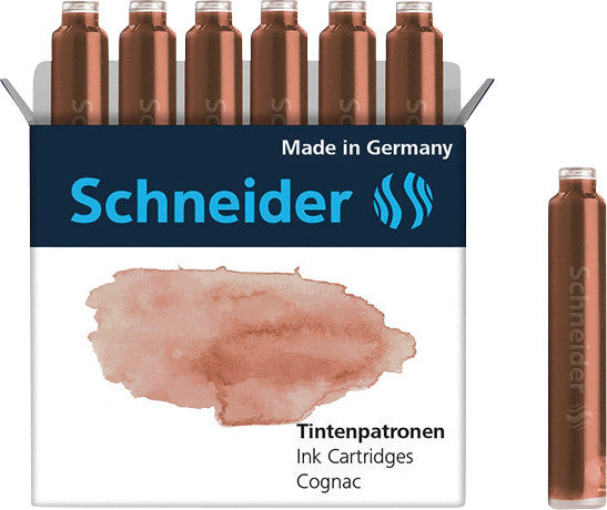 Schneider Schreibgeräte Schneider Tintenpatronen Pastell – Cognac, geruchsarm, 6 Stk.