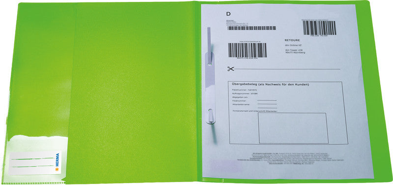 HERMA Schnellhefter Neon – A4, PP, Neongrün, Sichttasche