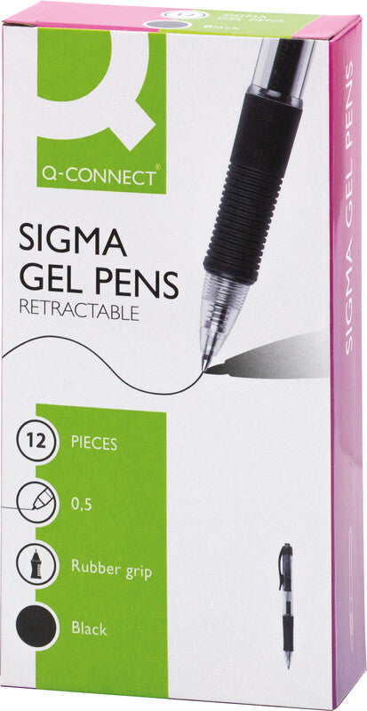 Q-CONNECT Sigma Gel Gelschreiber – schwarz, 0,7 mm, Druck, nachfüllbar