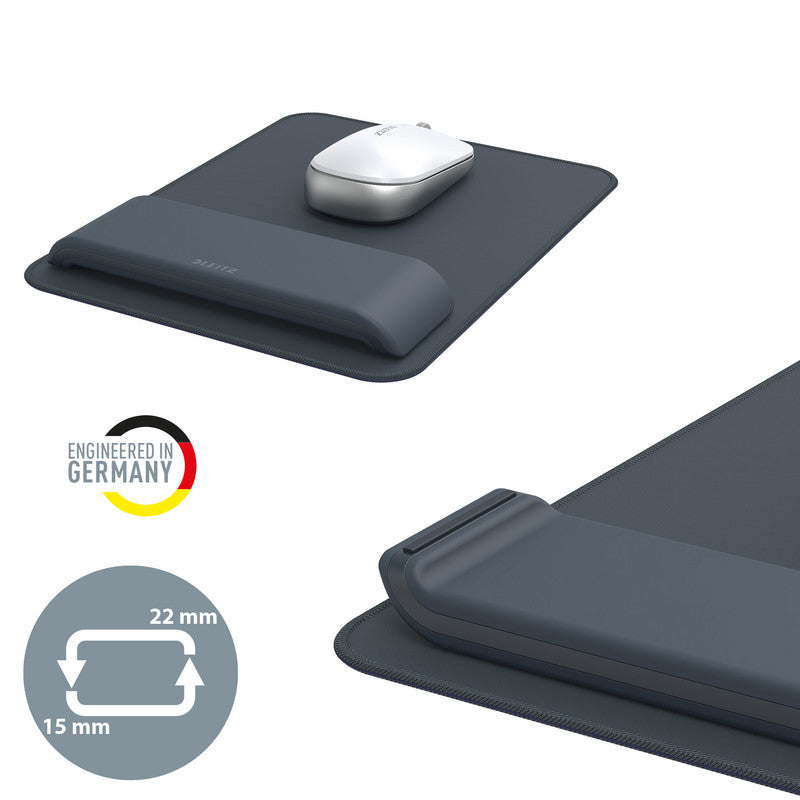 Leitz Mausmatte mit Handgelenkauflage – Ergo – Schaumstoff – 200×260×3 mm – Grau