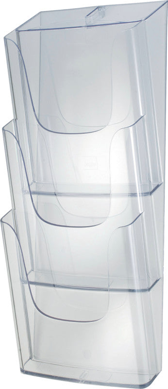 Sigel Wandprospekthalter – für A4 – 3 Fächer – hoch – transparent – Acryl