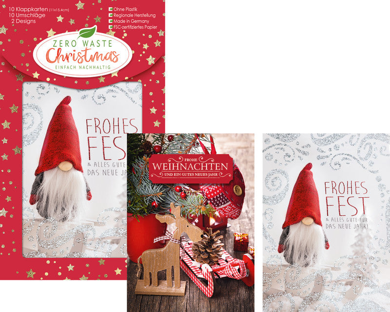 Kurt eulzer Weihnachtsgrusskarte – 110 × 154 mm – mit Umschlägen, Text DE, Karton, 10er Pack