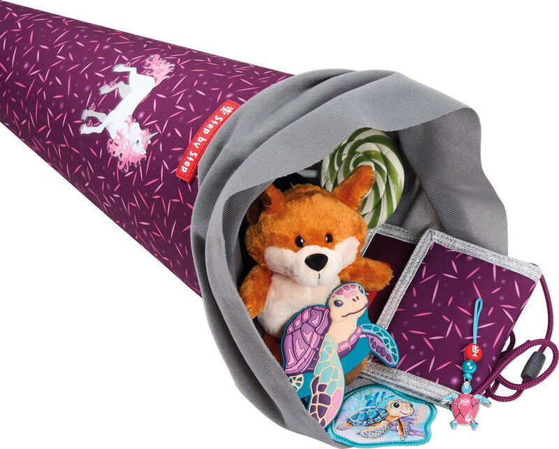 Step by Step Schultüte 70 cm × Ø 18 cm, 5 l – Motiv Pretty Unicorn Nuala – Serie SPACE – rPET
