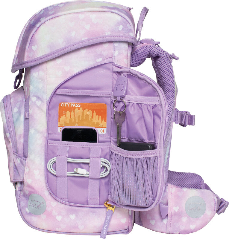 Beckmann Schulrucksack Plus Air – Einhorn Prinzessin Lila – 28,0×40,5×23,0 cm – Recycelte Materialien