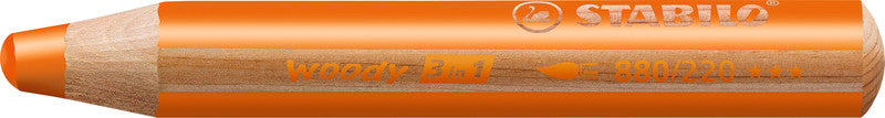 STABILO Buntstifte woody 3 in 1 – 3-in-1, rund, Minen-Ø 10 mm, Einzelstift orange