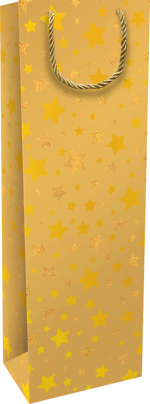 Braun + company Geschenkbox – Shimmering Stars – mit Heissfolienprägung, gedrehte Kordel – für Flaschen – 120 × 360 × 80 mm