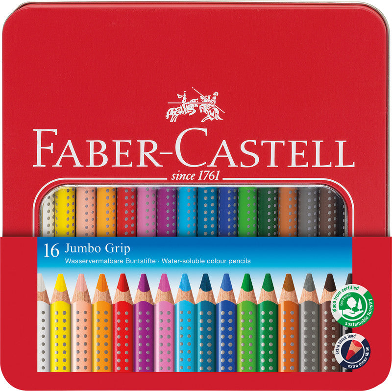 Faber-Castell Aquarellfarbstifte – 16 Farben, im Metalletui, Ø 5,3 mm, dreikantig, FSC