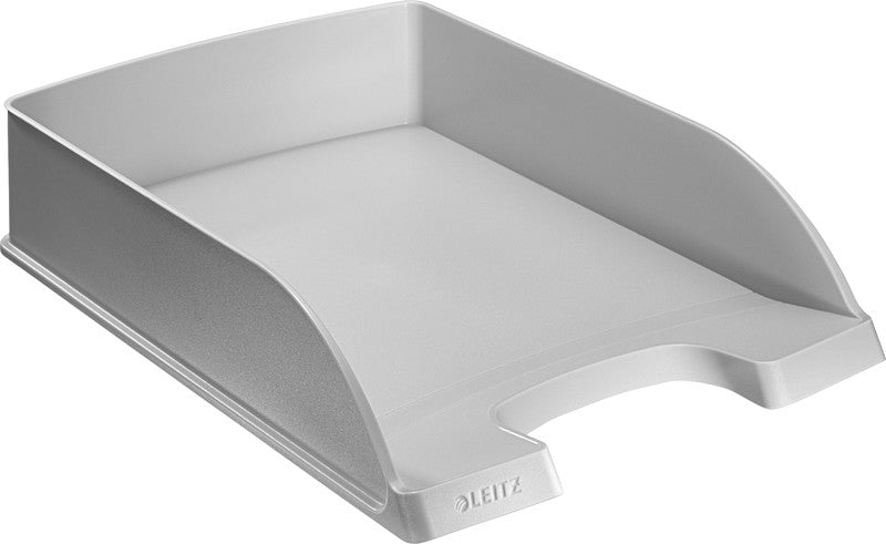 Leitz Stapelbarer Briefkorb mit Griffausschnitt, Beschriftungsfeld, matt, grau, B 255 × H 70 × T 357 mm