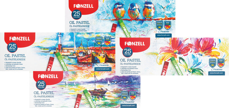 Fonzell Ölpastelle – Set – 25 Farben, für Papier, Karton & Leinwand