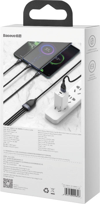 Baseus USB auf USB-C, Lightning, Micro-USB Kabel, 1,2 m, Schwarz