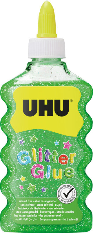 UHU Glitzerkleber – grün – 177 ml – auswaschbar, lösungsmittelfrei – für Papier, Karton, Holz