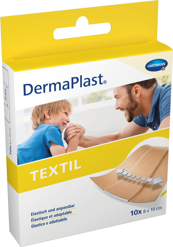 DermaPlast Textilpflaster – hypoallergen, zuschneidbar – braun – 80 × 100 mm – 10 Stk.