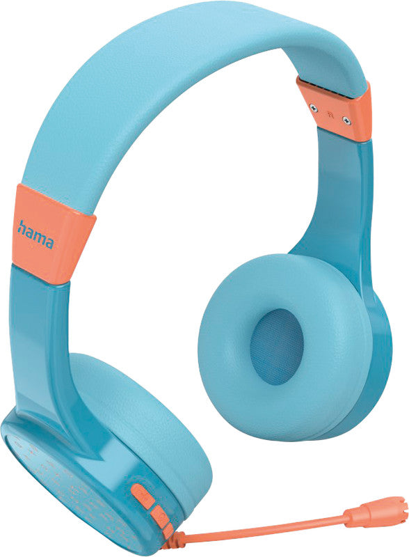 Hama Teens Guard II – On-Ear Headset – Bluetooth, max. 85 dB, Abnehmbares Mikrofon – Blau/Orange – bis 50 h