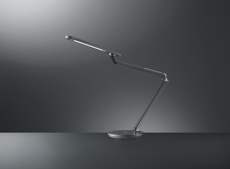 Hansa Tischleuchte LED – Qi & USB, dimmbar – 2’900–6’000 K – 780 lm 12 W – anthrazit Aluminium