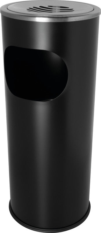 Helit Standascher – 13 l – Stahl, Schwarz – Gummibodenring, selbstlöschend, Löschkopf – Ø 249 × H 605 mm