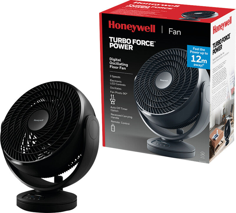 Honeywell TurboForce Bodenventilator – 3 Stufen, oszillierend, 75 W, 64 dB, Schwarz