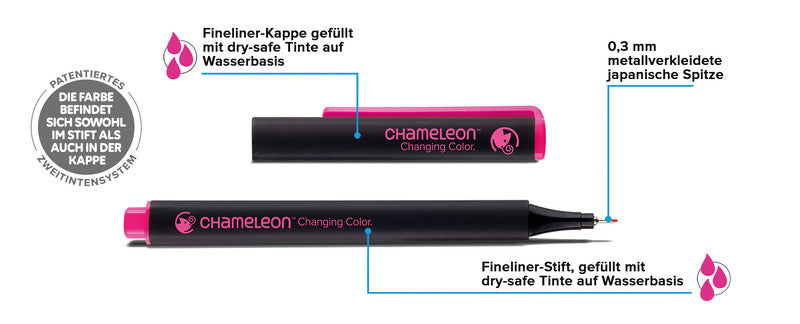 Chameleon Changing Color Fineliner – 6er-Set 0,3 mm – 6 Farben, sortiert