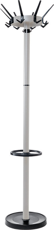 Maul Garderobenständer Caligo – Stahl, Silber, 172,5 cm, 20 Haken, mit Schirmhalter, drehbare Krone