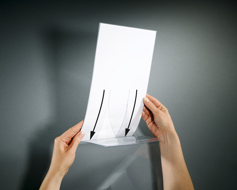 Sigel Tischaufsteller – für A4 Hochformat, transparent, Kunststoff, 220 × 150 × 335 mm