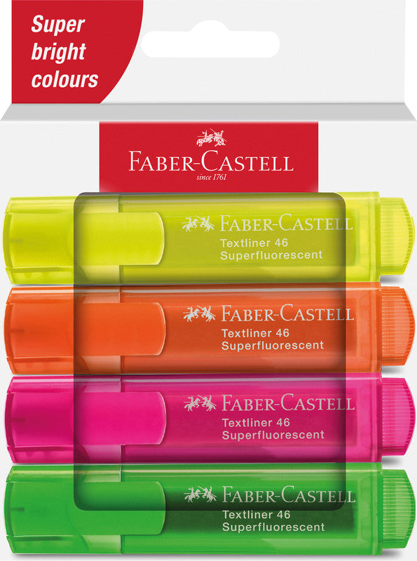 Faber-Castell Textmarker Set 4 Farben – Keilspitze, 1–5 mm, nachfüllbar