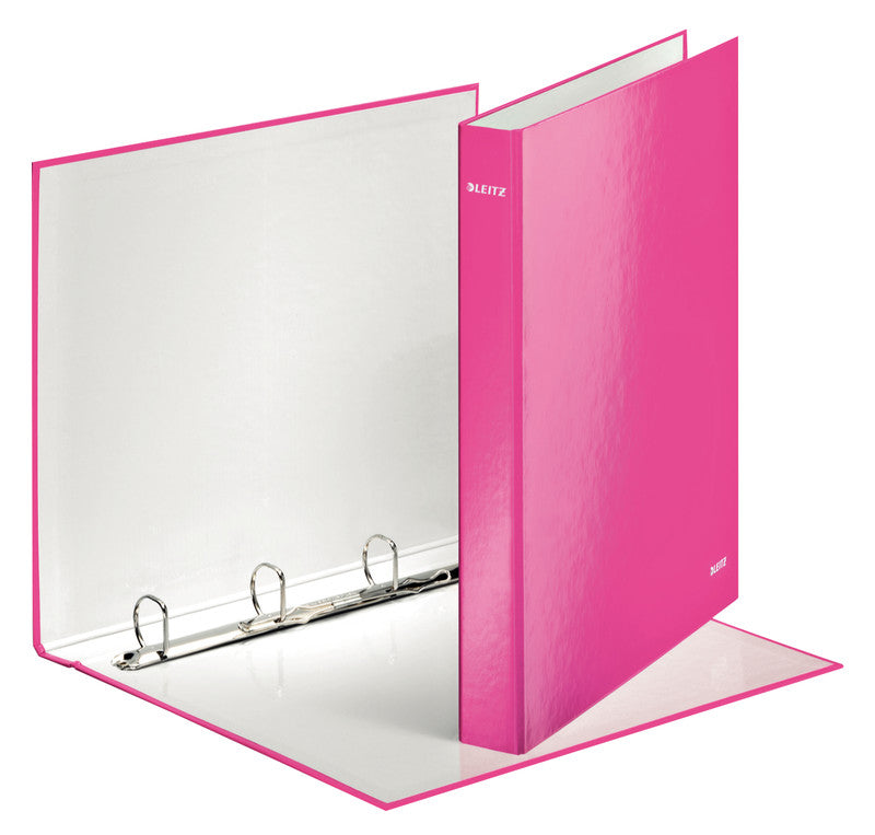 Leitz Ringbuch – A4 Hochformat – 2-Ring Bügelmechanik, Ø 25 mm, Rücken 40 mm – Pink, mit Niederhalter, FSC