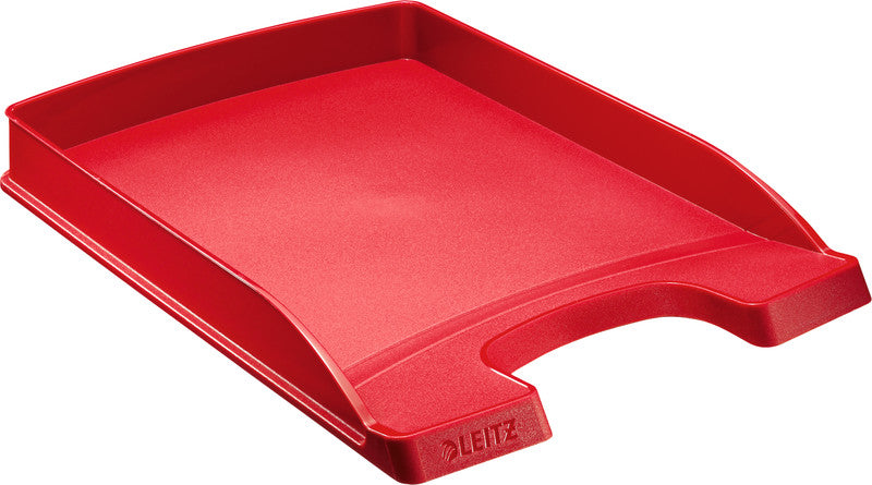 Leitz Stapelbarer Briefkorb mit Griffausschnitt, Beschriftungsfeld, matt, rot, B 255 × H 35 × T 357 mm