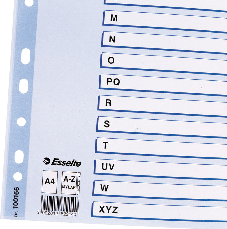 Esselte Register – für A4, Karton, A–Z, 20-teilig, mehrfarbig, 11-fach