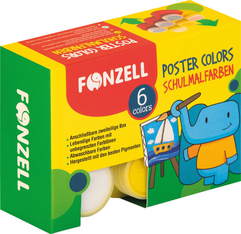 Fonzell Deckfarbkasten – 6 Farben, sortiert