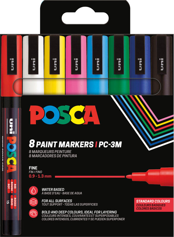 Uni-Ball Non-Permanent Marker – Rundspitze 0,9-1,3 mm – Sortiert – 8er-Set