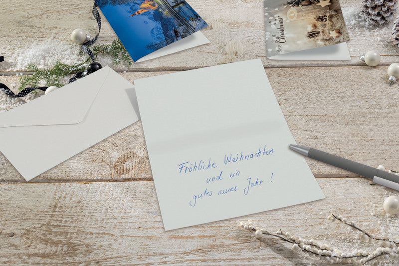 Sigel Grusskarte Christmas Forest Watercolor – 220 × 110 mm – mit Umschlägen, für Inkjet/Laser/Kopierer
