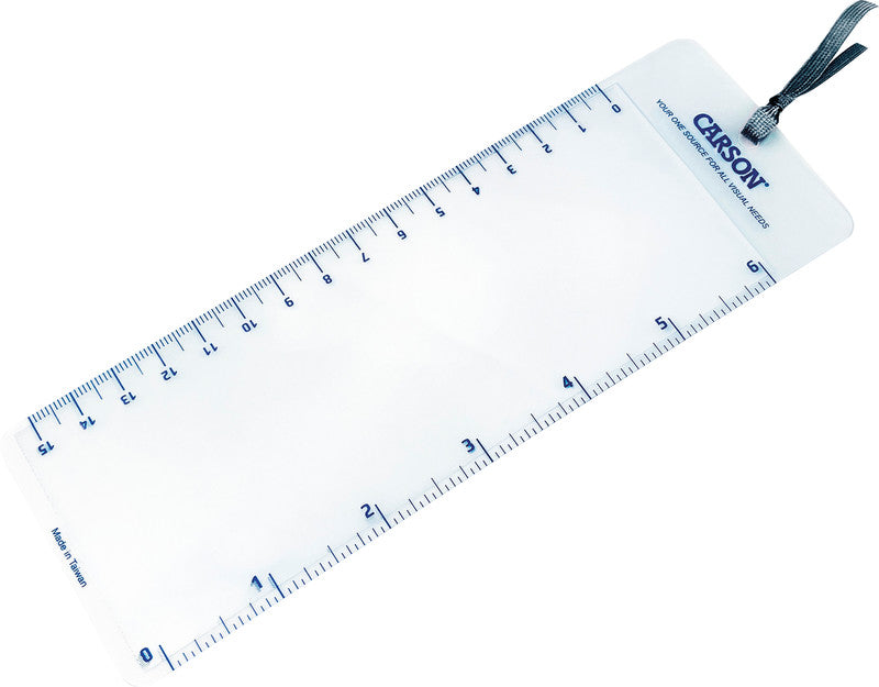 Carson MagniMark – Lesezeichen-Lupe (Fresnel) – 3×, mit cm- und Zollmarkierungen