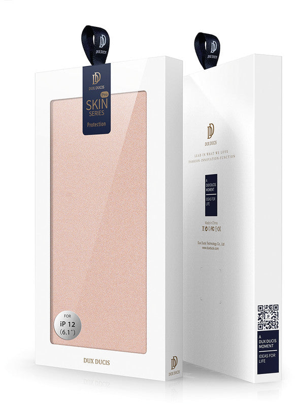 Dux Ducis Booklet-Hülle – für Apple iPhone 12/12 Pro – Roségold – mit Kartenfach, Magnetverschluss