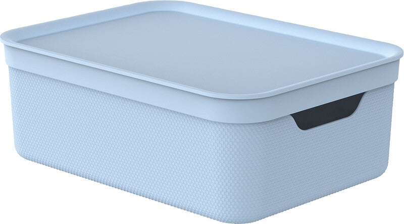 Rotho Alvra Aufbewahrungsbox 10 l (mit Deckel) – Kunststoff – Hellblau – für A4 – 265 × 133 × 365 mm
