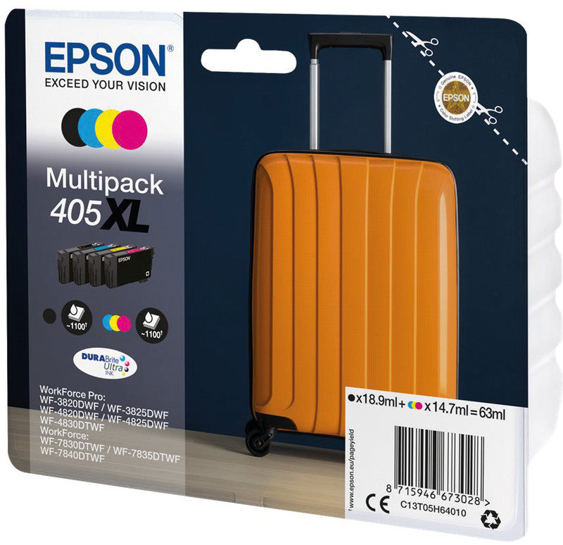 Epson Tintenpatronen-Multipack 405XL, CMYK, XL, 4er-Pack – für verschiedene Modelle