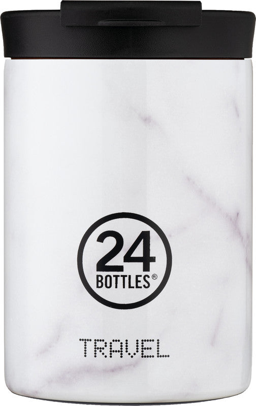 24Bottles Thermobecher Travel Tumbler – 3,5 dl – Edelstahl, isoliert, Sip&Go-Deckel – Carrara