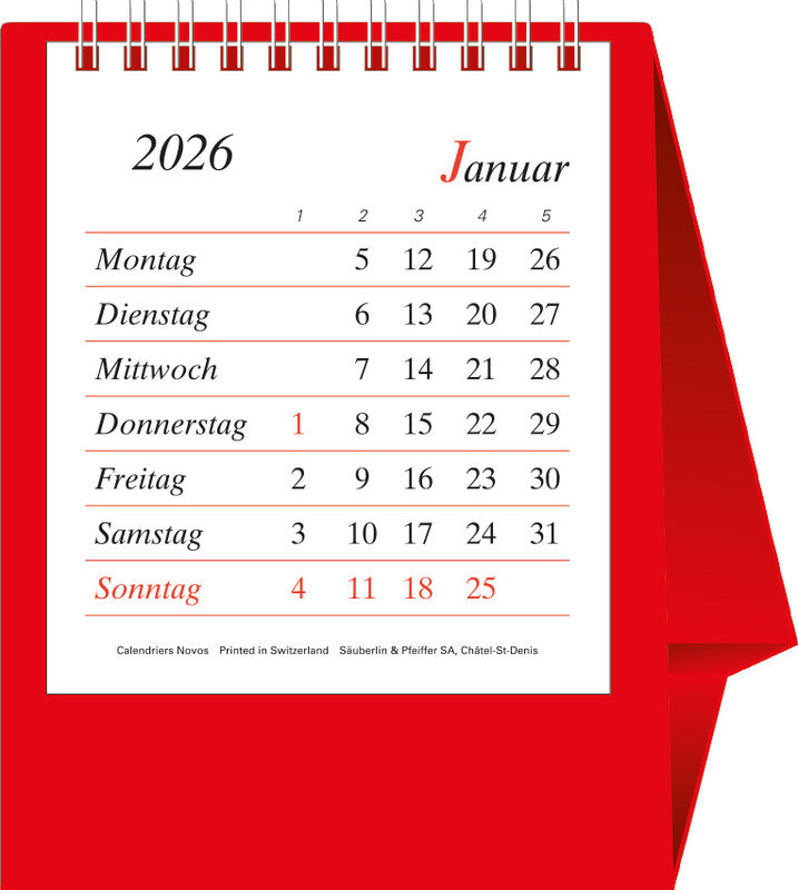 Novos Kalender-Einlage – 1 Monat/1 Seite, 12 × 14 cm, 2026