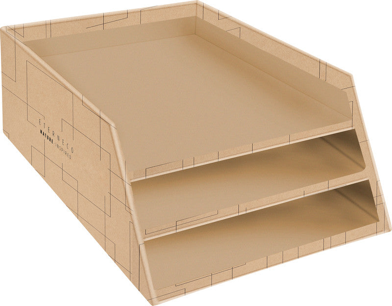 Exacompta Briefkorb – für A4, C4, 3 Fächer, mit Beschriftungsfeld, matt, braun, B 290 × H 190 × T 350 mm