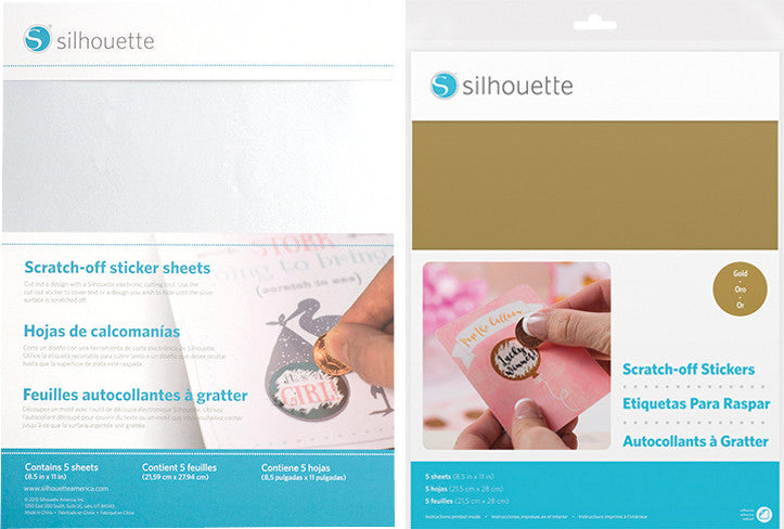 Silhouette Stickerpapier – für Silhouette Schneideplotter – 215 × 280 mm – silbergrau – 5 Blatt