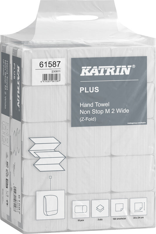 Katrin Falthandtuch Non-Stop L – Z-Falz, 2-lagig, Zellstoff, Weiss, 240 × 240 mm, für Katrin Inclusive Medium