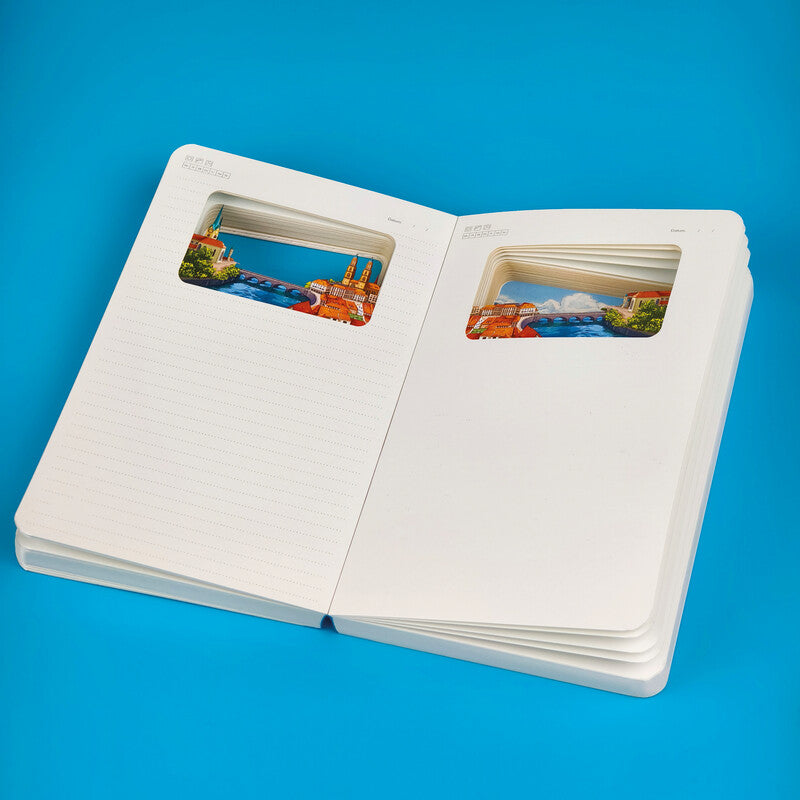 Buddhiherz Notizbuch, 110 × 180 mm, liniert, Hardcover, 216 Seiten – blau