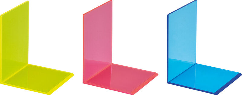 MAUL Buchstützen – blau transparent – 100 × 130 mm – Kunststoff, 2 Stück