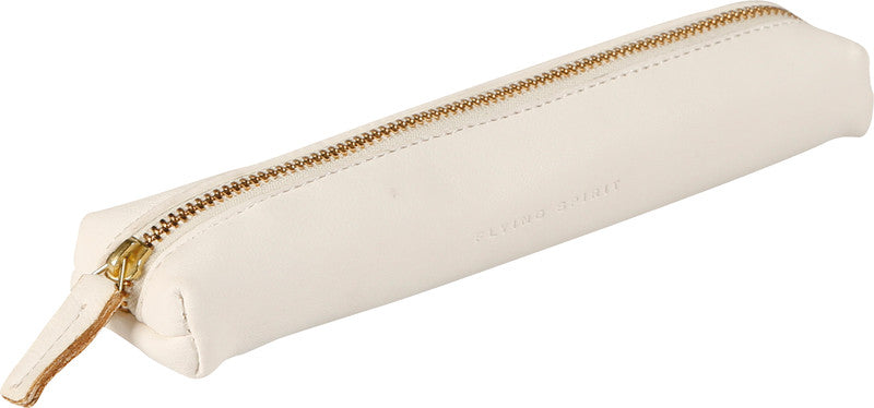 Clairefontaine Flying Spirit Schlamperetui, leer – weiss – Leder – 19 × 3 × 5 cm