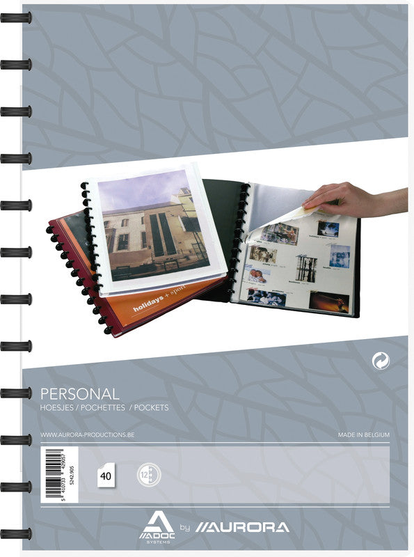 Adoc Personal-Ex Aurora Sichtbuch – 40 Sichttaschen, A4, austauschbar, genarbt, antireflex, weiss, Kunststoff