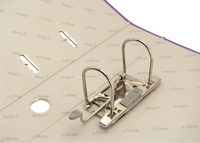 Biella Ordner – A4 hoch – 2-Ring Hebelmechanik, Rücken 70 mm – violett, Karton, mit Niederhalter, FSC