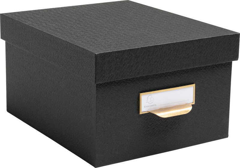 Exacompta Archivschachtel A4+ – mit Griffloch, stapelbar, 350 × 150 × 260 mm, schwarz, Karton, 3er Set