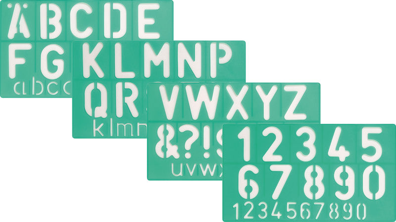 Linex Professionelle Schriftschablone – Zeichenhöhe 50 mm, 250 × 140 mm, Kunststoff, Grün