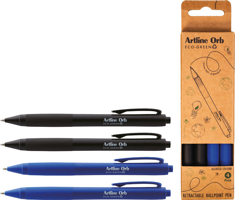 Artline Kugelschreiber – schwarz, blau, Kunststoff – 4 Stk.