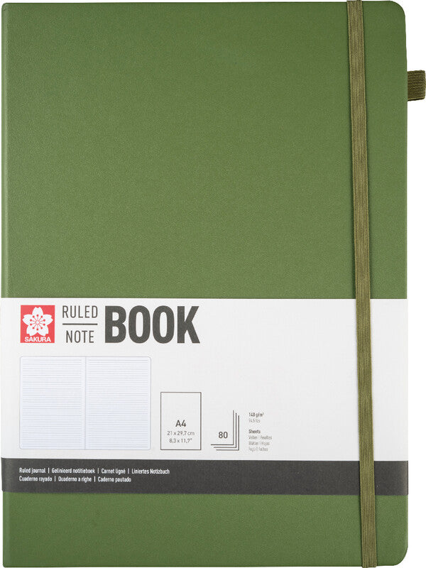 Sakura Notizbuch, A4, liniert, Leimbindung, Karton, 160 Seiten, 140 g/m² – Kiefernadel